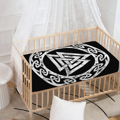 Viking Valhalla Symbol Print Baby Crib Sheet