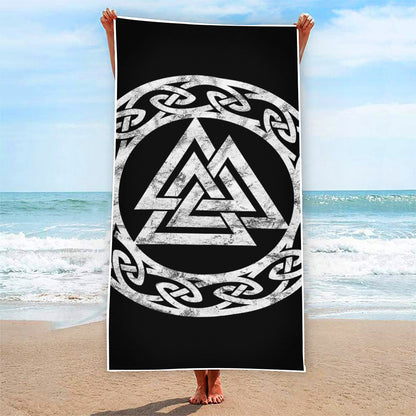 Viking Valhalla Symbol Print Beach Towel