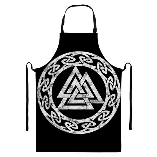 Viking Valhalla Symbol Print Bib Apron With Pocket