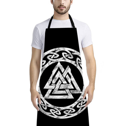 Viking Valhalla Symbol Print Bib Apron With Pocket