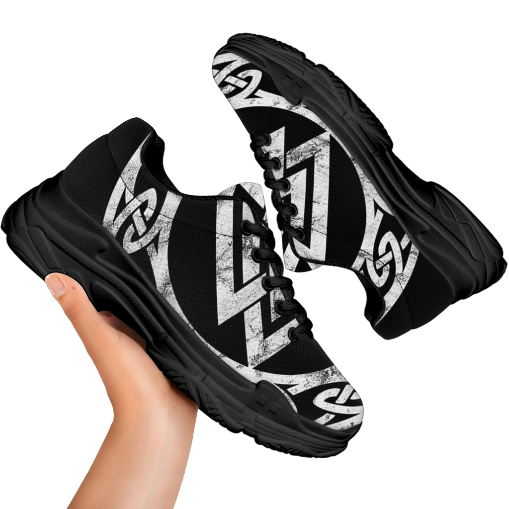 Viking Valhalla Symbol Print Black Chunky Shoes