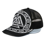 Viking Valhalla Symbol Print Black Mesh Trucker Cap
