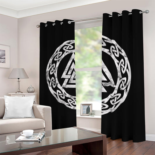 Viking Valhalla Symbol Print Blackout Grommet Curtains