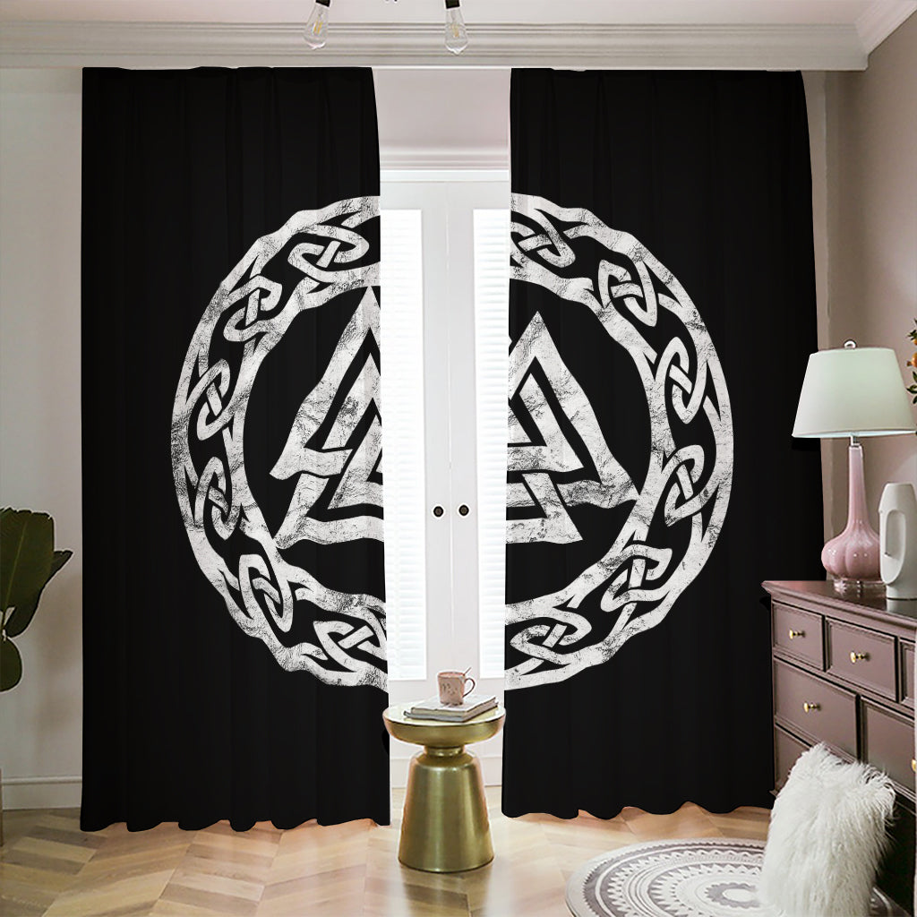 Viking Valhalla Symbol Print Blackout Pencil Pleat Curtains