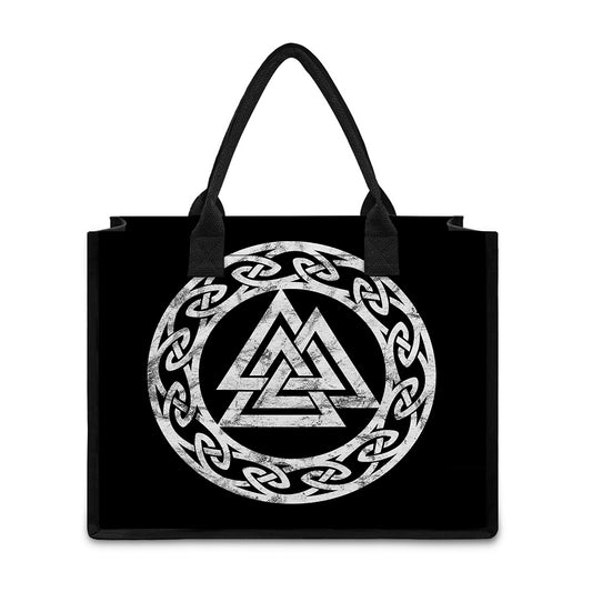 Viking Valhalla Symbol Print Canvas Tote Bag