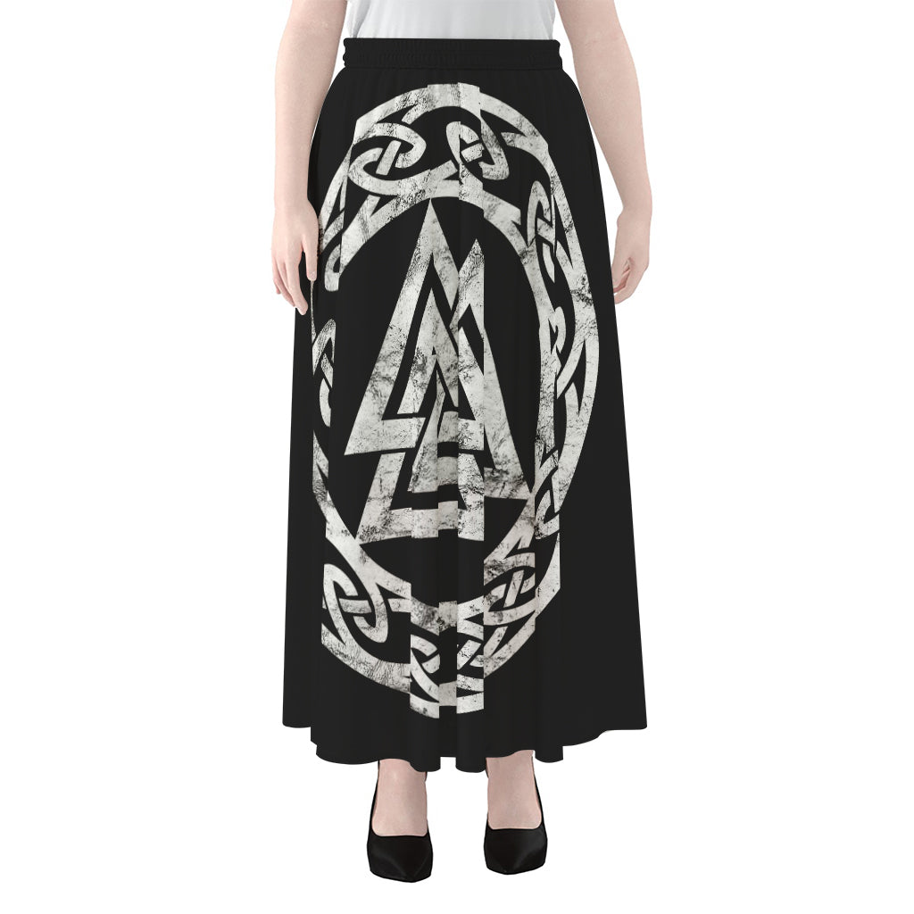Viking Valhalla Symbol Print Chiffon Maxi Skirt