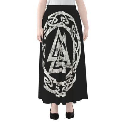 Viking Valhalla Symbol Print Chiffon Maxi Skirt