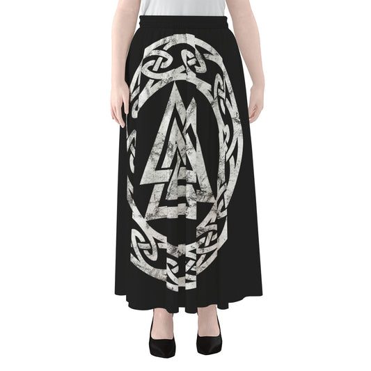 Viking Valhalla Symbol Print Chiffon Maxi Skirt