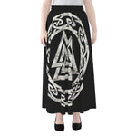 Viking Valhalla Symbol Print Chiffon Maxi Skirt