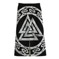 Viking Valhalla Symbol Print Cotton Front Slit Maxi Skirt