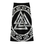 Viking Valhalla Symbol Print Cotton Front Slit Maxi Skirt