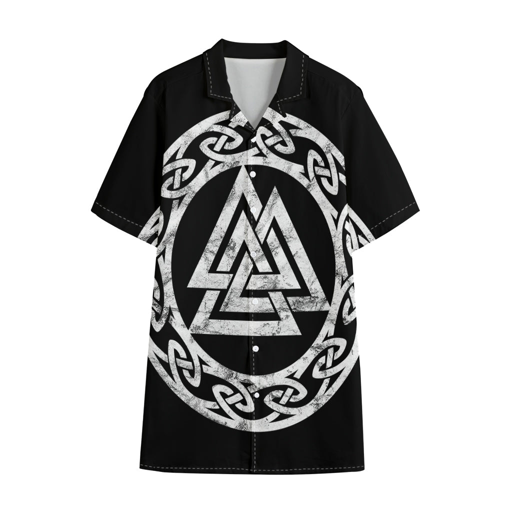 Viking Valhalla Symbol Print Cotton Hawaiian Shirt