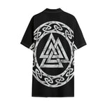 Viking Valhalla Symbol Print Cotton Hawaiian Shirt