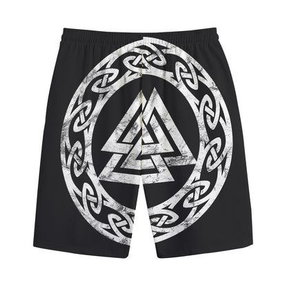 Viking Valhalla Symbol Print Cotton Shorts