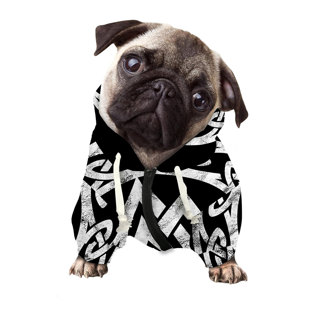Viking Valhalla Symbol Print Dog Zip Up Hoodie