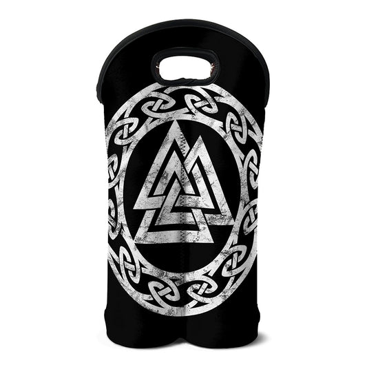 Viking Valhalla Symbol Print Double Neoprene Wine Tote