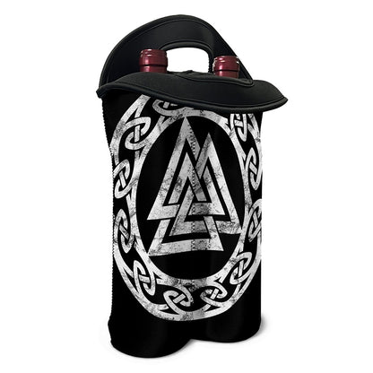 Viking Valhalla Symbol Print Double Neoprene Wine Tote
