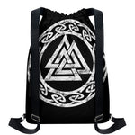 Viking Valhalla Symbol Print Drawstring Backpack