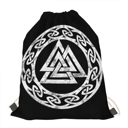 Viking Valhalla Symbol Print Drawstring Bag