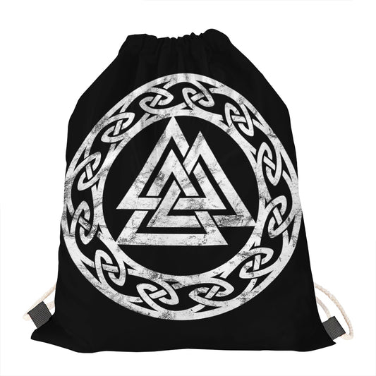 Viking Valhalla Symbol Print Drawstring Bag