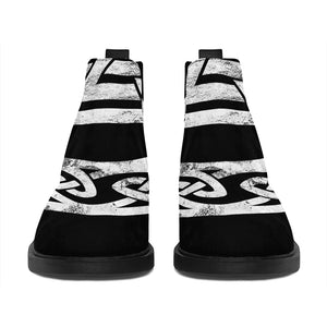 Viking Valhalla Symbol Print Flat Ankle Boots