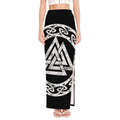 Viking Valhalla Symbol Print High Slit Maxi Skirt