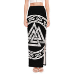 Viking Valhalla Symbol Print High Slit Maxi Skirt