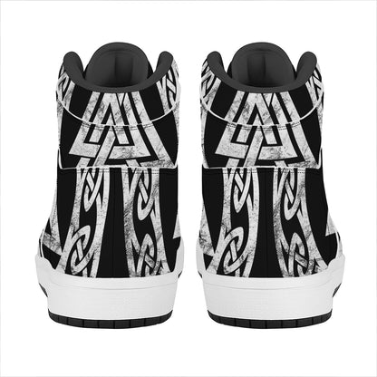 Viking Valhalla Symbol Print High Top Leather Sneakers