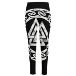Viking Valhalla Symbol Print High-Waisted Pocket Leggings