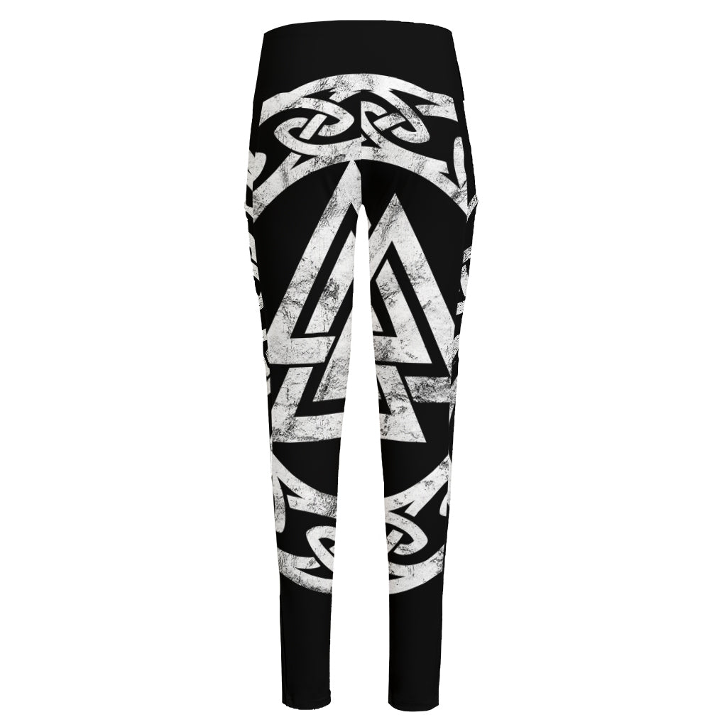 Viking Valhalla Symbol Print High-Waisted Pocket Leggings