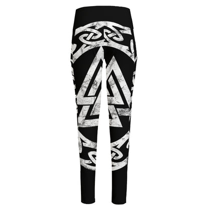 Viking Valhalla Symbol Print High-Waisted Pocket Leggings