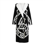 Viking Valhalla Symbol Print Hooded Bathrobe