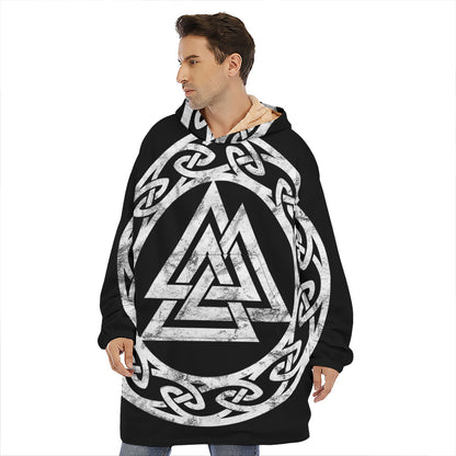 Viking Valhalla Symbol Print Hoodie Blanket