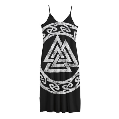 Viking Valhalla Symbol Print Jersey Midi Cami Dress