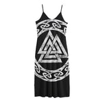 Viking Valhalla Symbol Print Jersey Midi Cami Dress