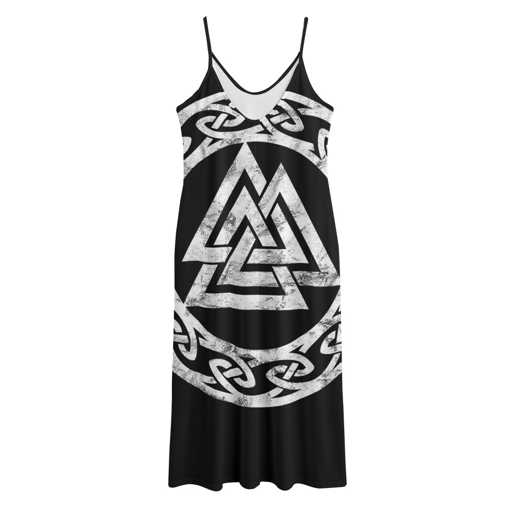 Viking Valhalla Symbol Print Jersey Midi Cami Dress