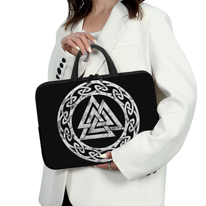Viking Valhalla Symbol Print Laptop Sleeve With Handle