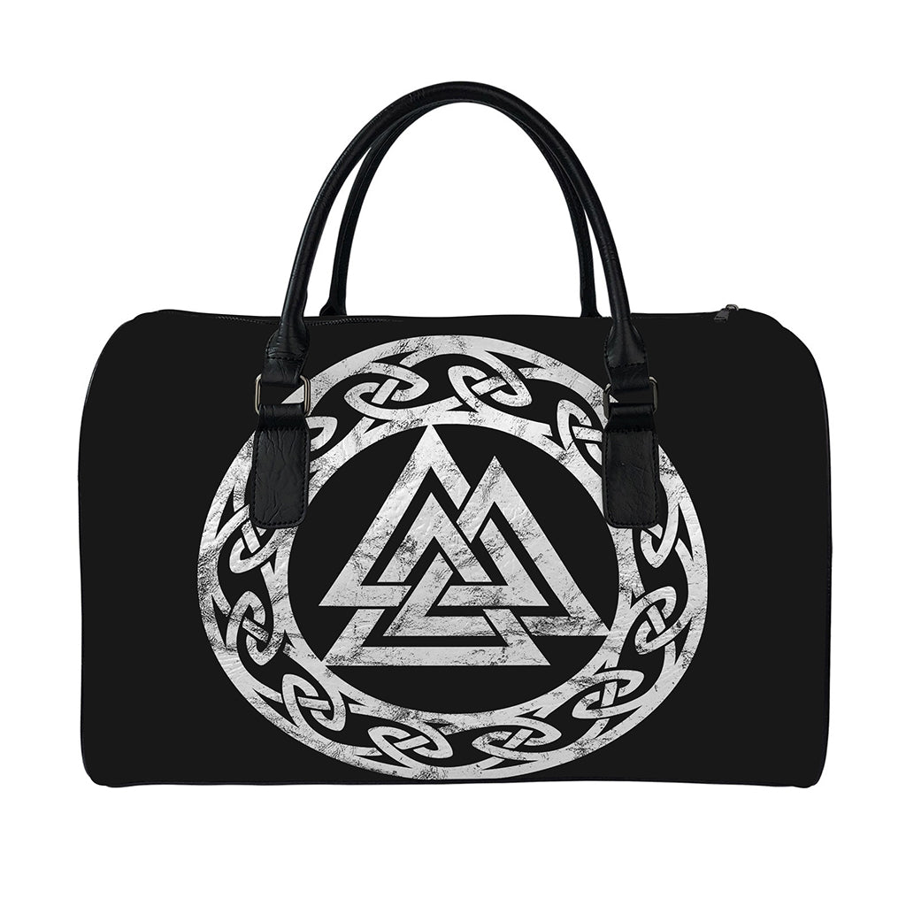 Viking Valhalla Symbol Print Leather Duffle Bag