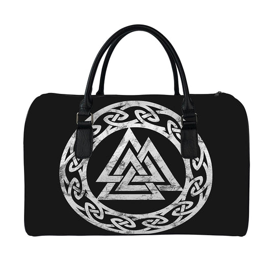 Viking Valhalla Symbol Print Leather Duffle Bag