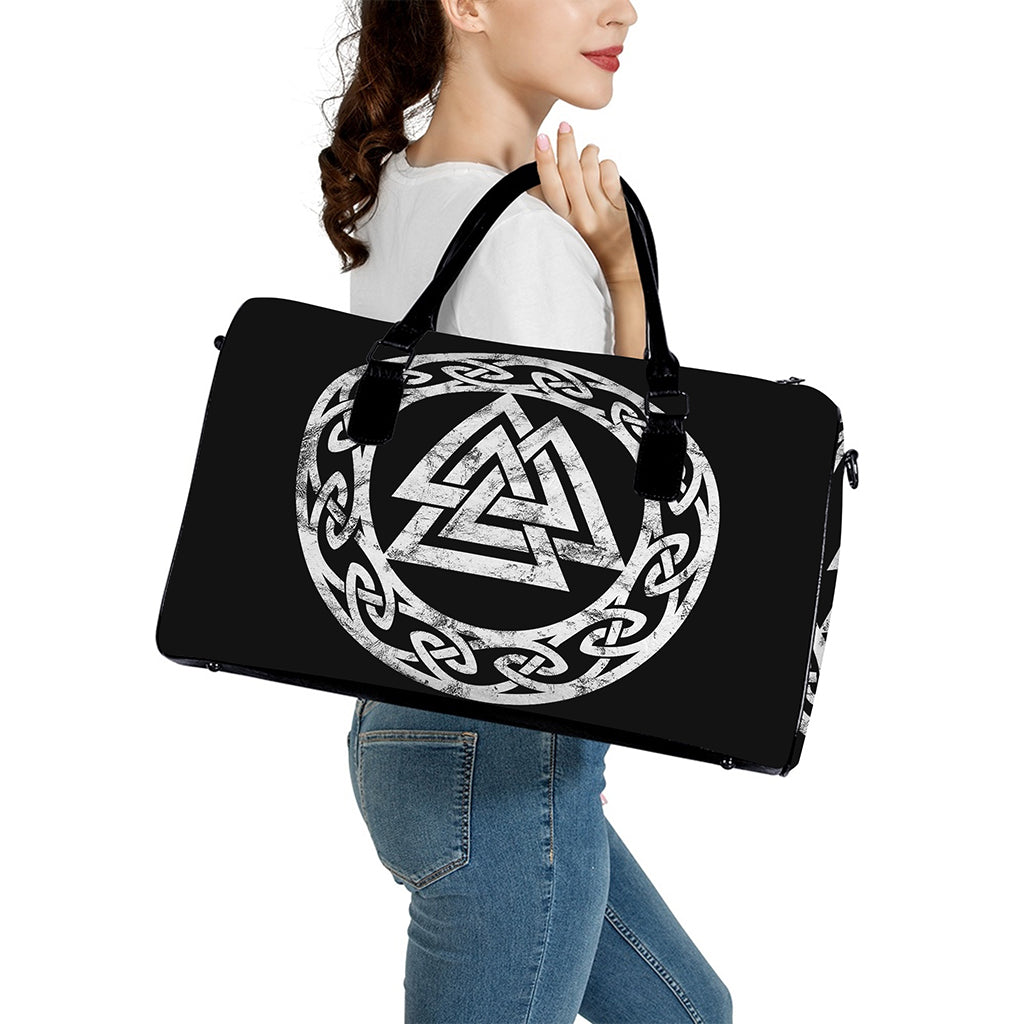 Viking Valhalla Symbol Print Leather Duffle Bag