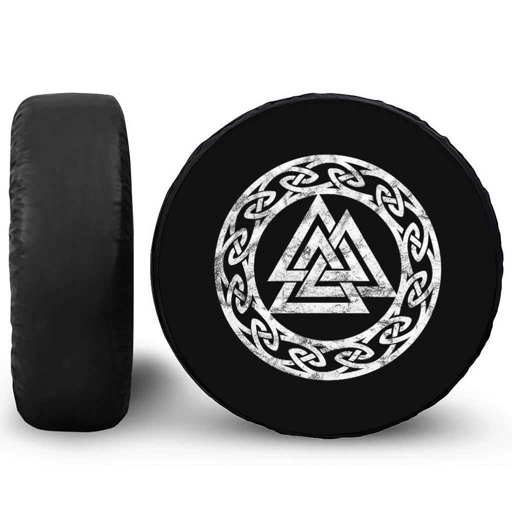Viking Valhalla Symbol Print Leather Spare Tire Cover