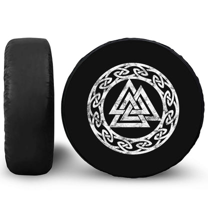 Viking Valhalla Symbol Print Leather Spare Tire Cover