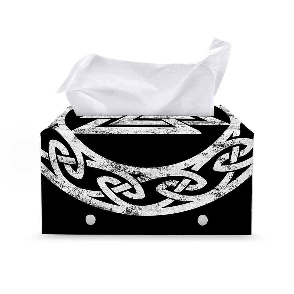Viking Valhalla Symbol Print Leather Tissue Box Cover