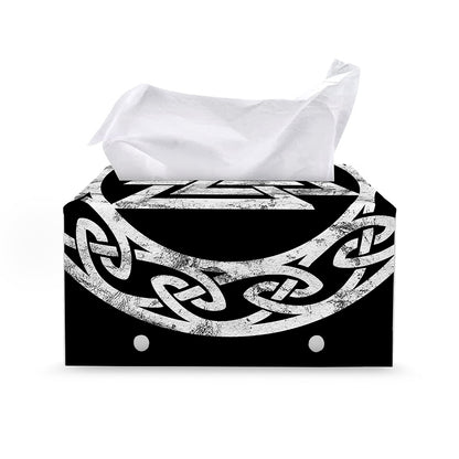 Viking Valhalla Symbol Print Leather Tissue Box Cover