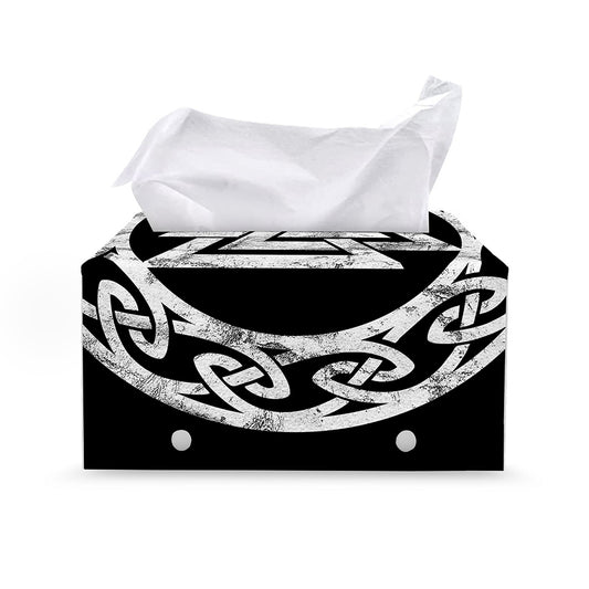 Viking Valhalla Symbol Print Leather Tissue Box Cover
