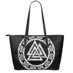 Viking Valhalla Symbol Print Leather Tote Bag
