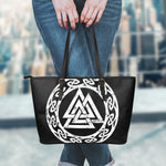 Viking Valhalla Symbol Print Leather Tote Bag