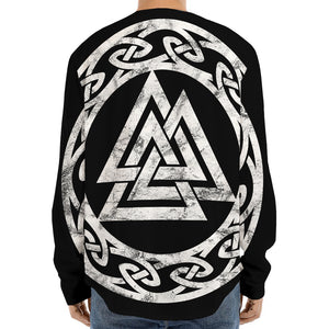 Viking Valhalla Symbol Print Long Sleeve Baseball Jersey