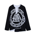 Viking Valhalla Symbol Print Long Sleeve Short Coat