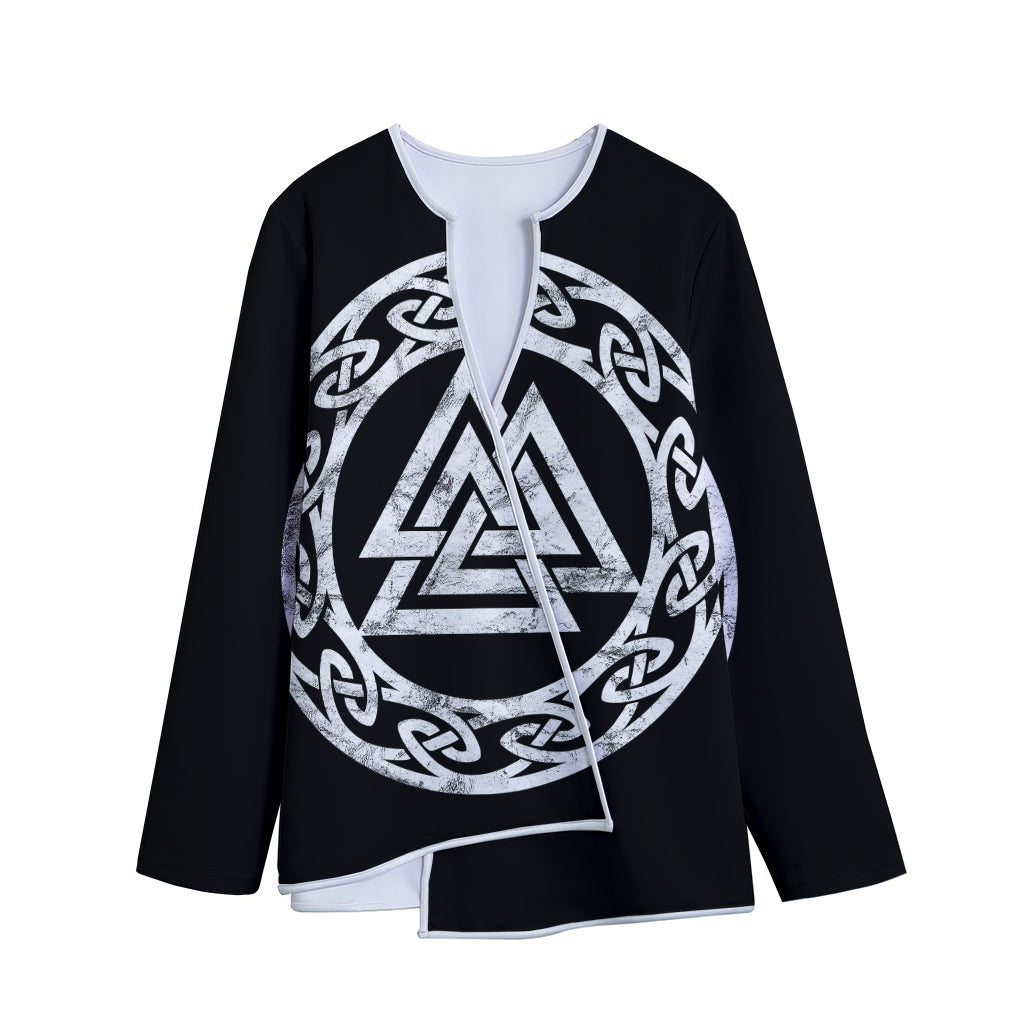 Viking Valhalla Symbol Print Long Sleeve Short Coat